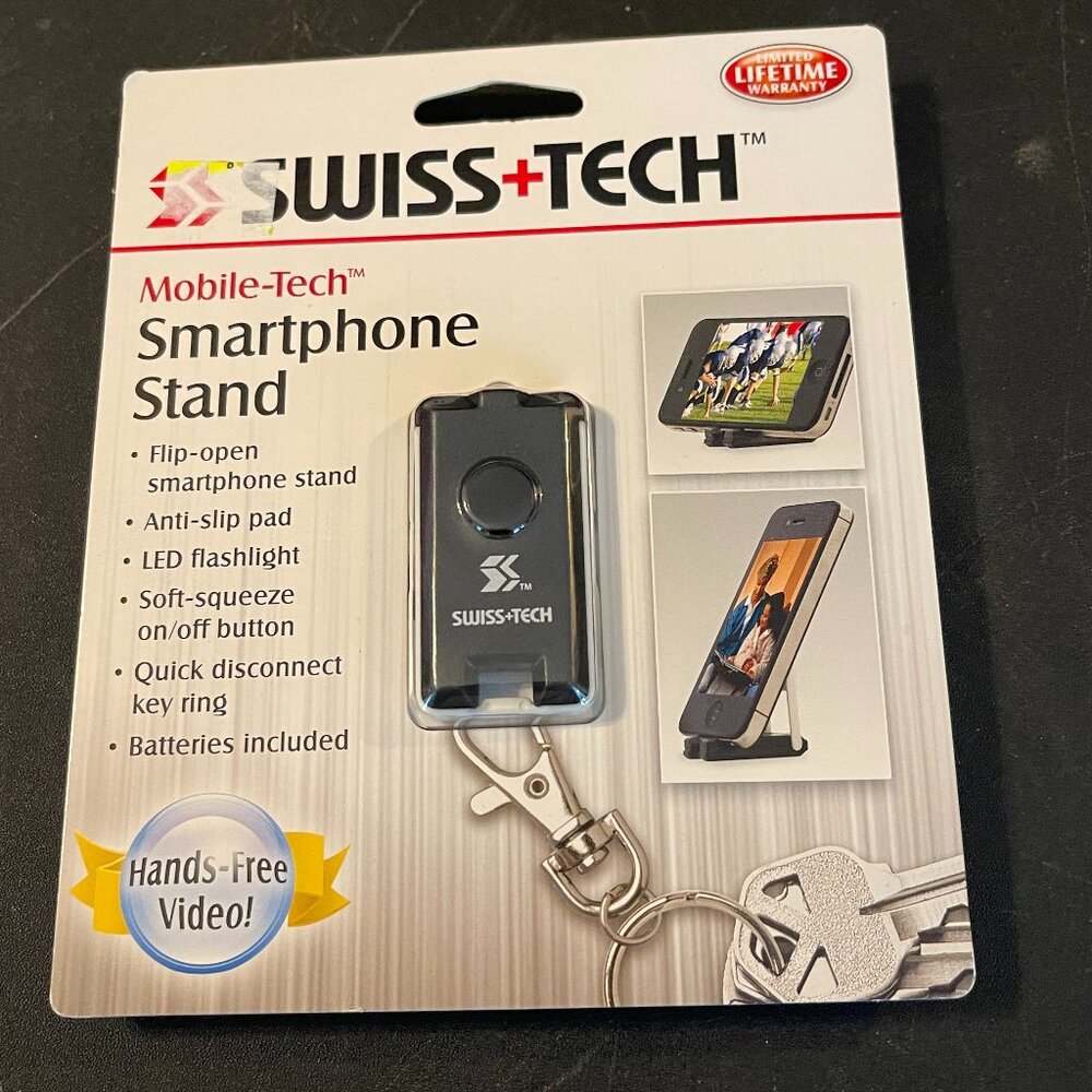 Swiss+Tech Universal Mobile Smartphone Stand with LED Flashlight Key (160)